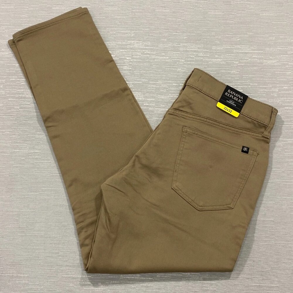 Banana Republic Chino Pants Mens 32x32 Slim Fit Khaki Brown Straight Leg Stretch